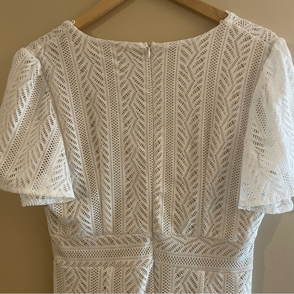 APRICOT Cream Lace Maxi Dress Flutter Sleeve V-Neck Ruffle Hem Lined Size 8 #482 - Picture 7 of 15